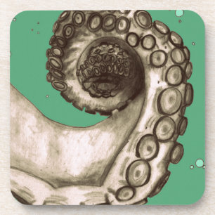 Vintage grüne nautische Oktopus Tentakel Untersetzer