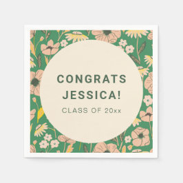 Vintage grüne rosa Blumenstuhlparty Custom Serviette