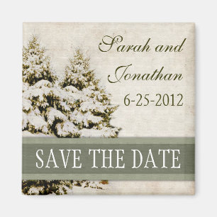 Vintage grüne Schneeflocken Save the Date Magnet
