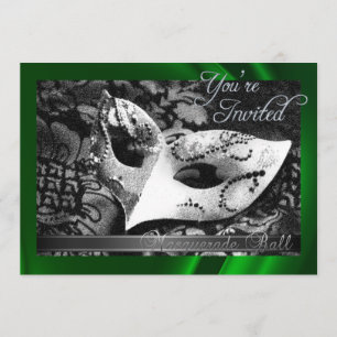 Vintage grüne Silk Maskerade-Ball-Einladung Einladung