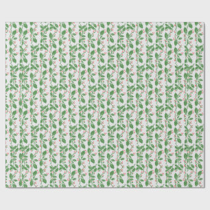 Vintage grüne Stechpalmenblätter rote Beeren Weihn Geschenkpapier
