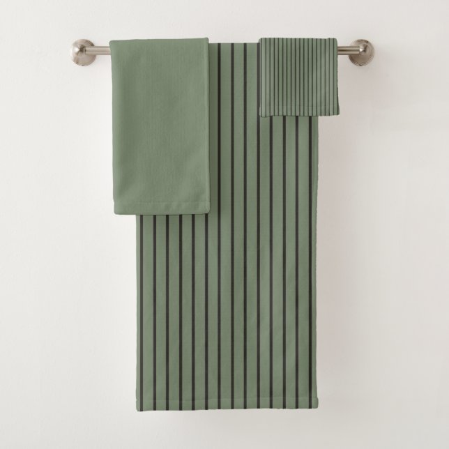 Vintage grüne Streifen Badhandtuch Set (Insitu)