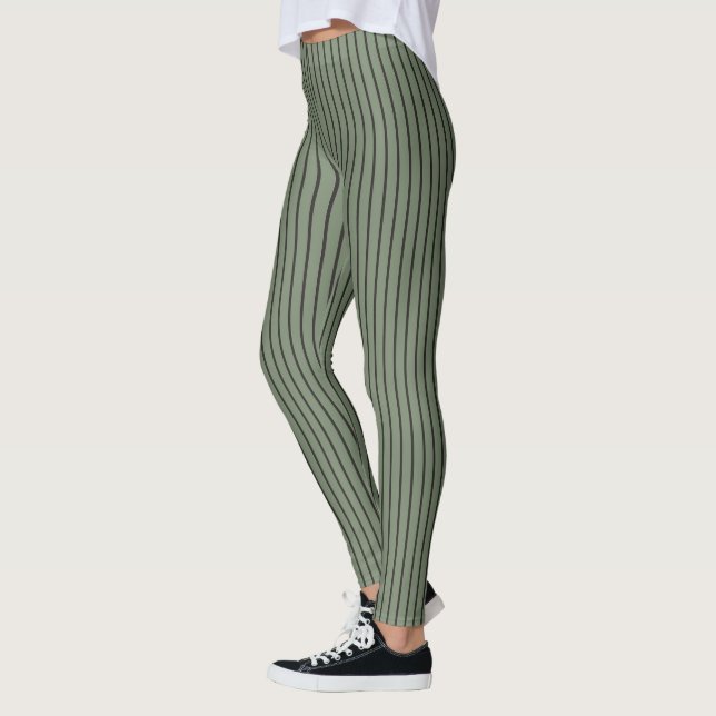 Vintage grüne Streifen Leggings (Links)