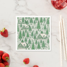 Vintage grüne Toile-Weihnachtsfeier Serviette