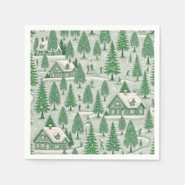 Vintage grüne Toile-Weihnachtsfeier Serviette
