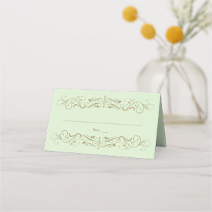 Vintage-grüne und antike goldene Hochzeit mit flor Platzkarte