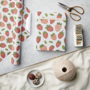 Vintage grüne und rote Erdbeeren Geschenkpapier