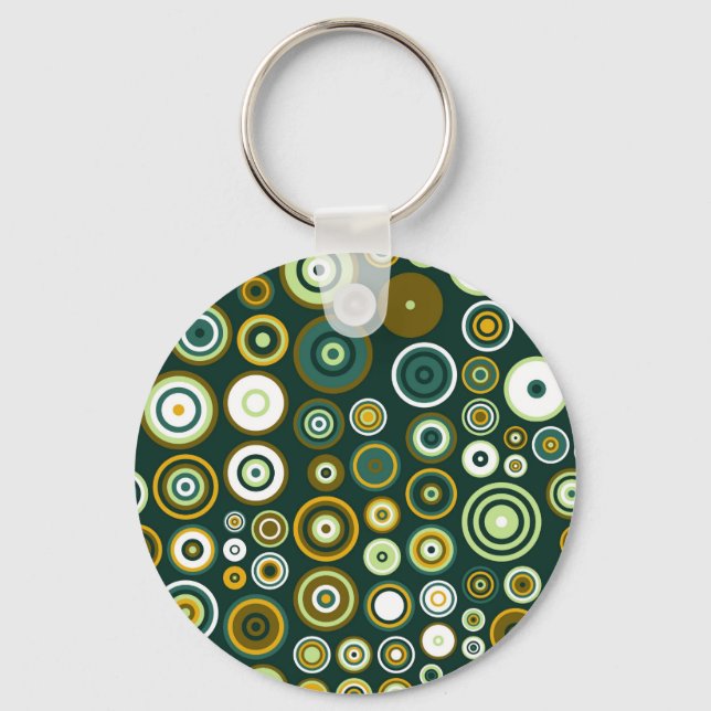 Vintage Grüne und Weiße Fünftel Abstrakte Kunst Schlüsselanhänger (Vorderseite)