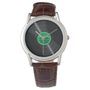 Vintage grüne Vinylrekordalbum-Retro Uhr