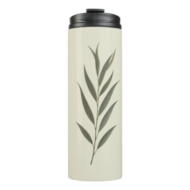 Vintage grüne Weidenblätter Thermosbecher (Vorderseite)
