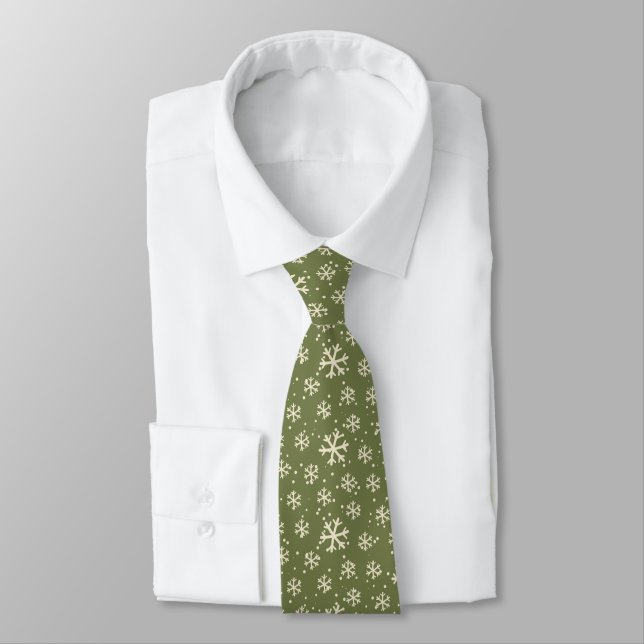 Vintage Grüne Weihnachtsschneeflocke Neck Tie Krawatte (Gebunden)