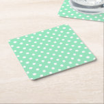 Vintage, grüne weiße Punkte Elegante Trendy Rechteckiger Pappuntersetzer<br><div class="desc">Vintage, grüne weiße Punkte Eleganter trendiger Vorlagenquadrat Papier Untersetzer.</div>