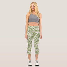 Vintage Grüne Willow-Blätter Botanisch Capri Leggings