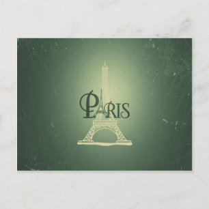 Vintage grüner Eiffelturm Paris Design Postkarte