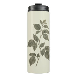 Vintage grüner Himbeerzweig Thermosbecher