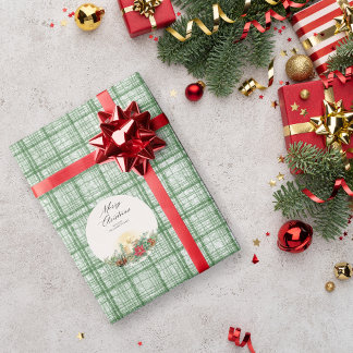 Vintage grüner Karo-Weihnachten Geschenkpapier