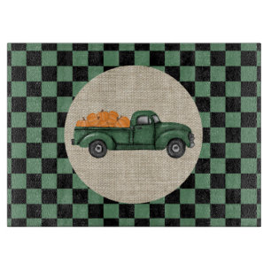 Vintage grüner Kürbislasterwagen Schneidebrett