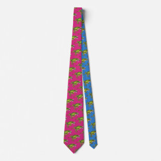 Vintage Grüner Laubfrosch - Rosa & Blau Bk Krawatte