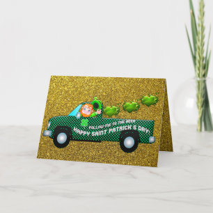 Vintage grüner St. Patrick-LKW-Kobold und Text Karte