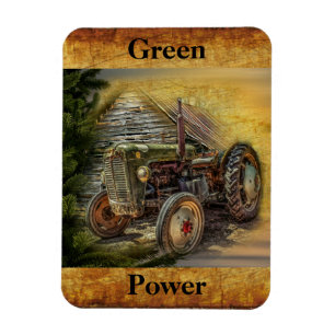 Vintage Grüner Traktor Rustikale Alte Scheune Magnet
