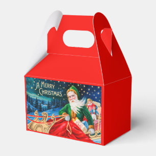 Vintage Grüner Weihnachtsmann-Schlitten Sternennac Geschenkschachtel