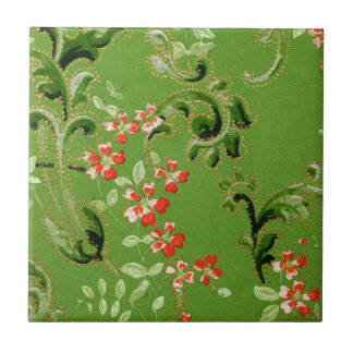 Vintage-grünes Blumendesign Fliese