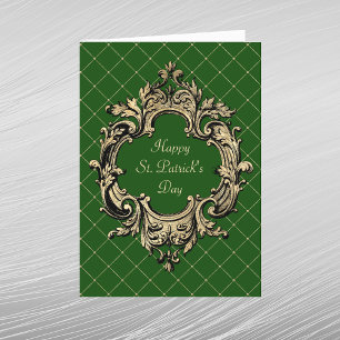 Vintage grünes goldenes verziertes St. Patricks-Ta Feiertagskarte