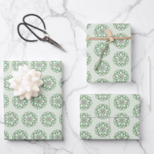 vintage grünes Lotosmuster Geschenkpapier Set
