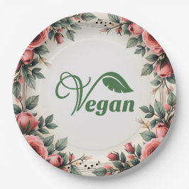 Vintage-grünes vegan Logo-Blatt von Bearnd Pappteller
