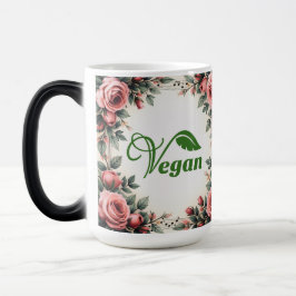 Vintage-Grünes-Vegan-Logo-Blatt von Bearnd Verwandlungstasse