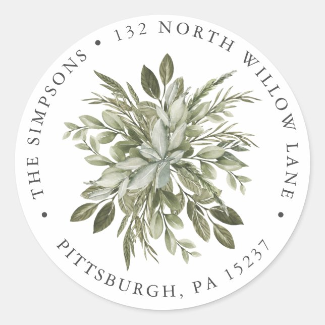 Vintage Grünflächen Rücksendeadresse Runder Aufkleber (Vorderseite)