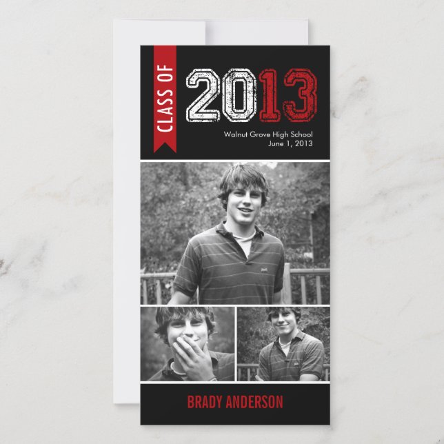 Vintage Grunge Abschluss Ankündigung Foto-Karte (Vorderseite)