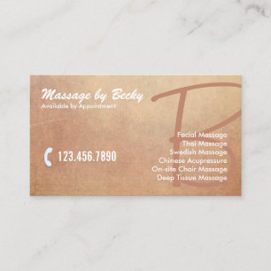 Vintage Grunge Alte Massagetherapie Visitenkarte