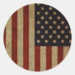 Vintage Grunge American Flag Runder Aufkleber