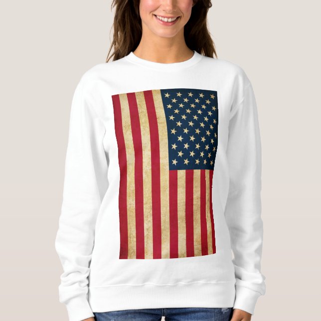 Vintage Grunge American Flag Sweatshirt (Vorderseite)