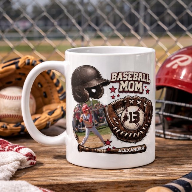 Vintage Grunge Baseball Mom Photo Gift Kaffeetasse (Von Creator hochgeladen)