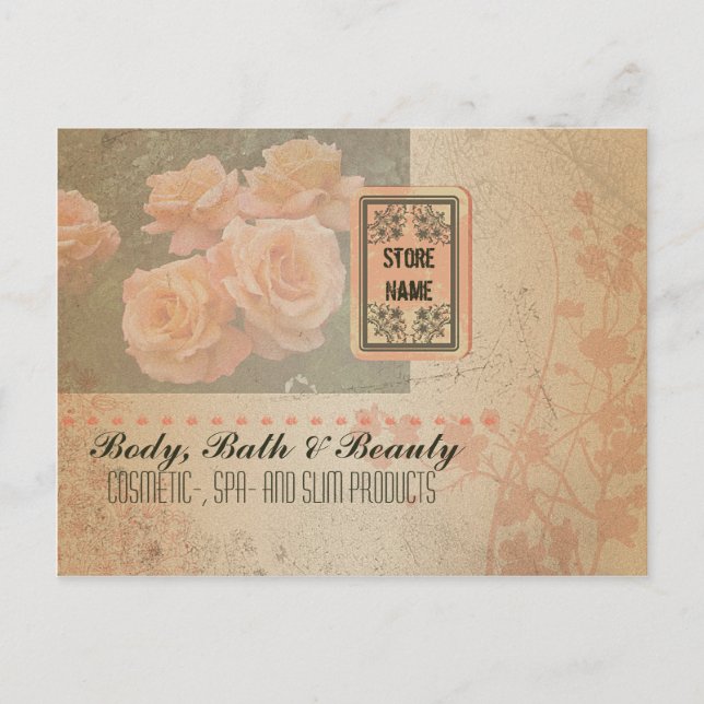 Vintage Grunge Blume - Postkarte (Vorderseite)