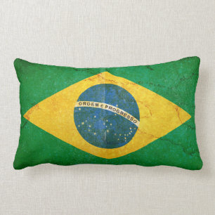 Vintage Grunge-Brasilien-Flagge Lendenkissen