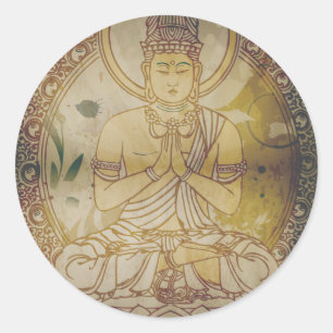 Vintage Grunge Buddha Runder Aufkleber
