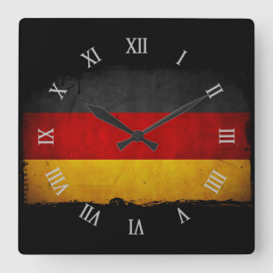 Vintage Grunge Germany Flag Quadratische Wanduhr