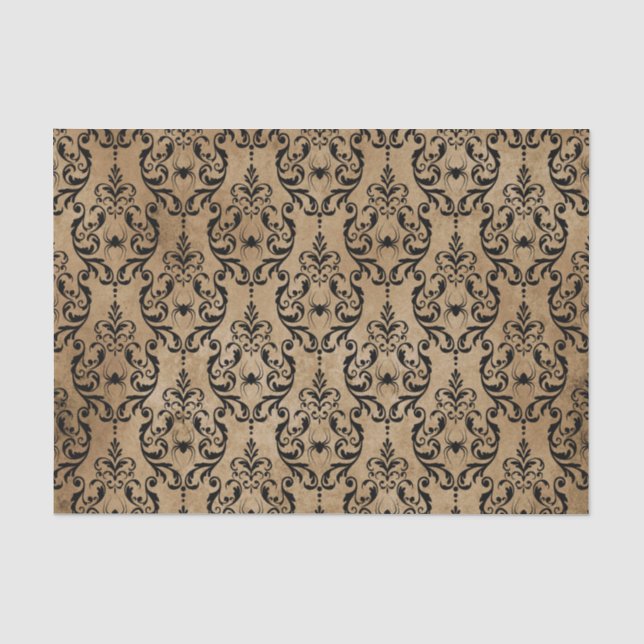 Vintage Grunge Gothic Spider and Web Seidenpapier (Vorderseite)