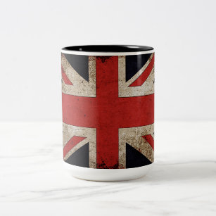 Vintage Grunge Großbritannien-Flagge Zweifarbige Tasse