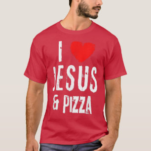Vintage Grunge Ich liebe Jesus & Pizza, Christlich T-Shirt