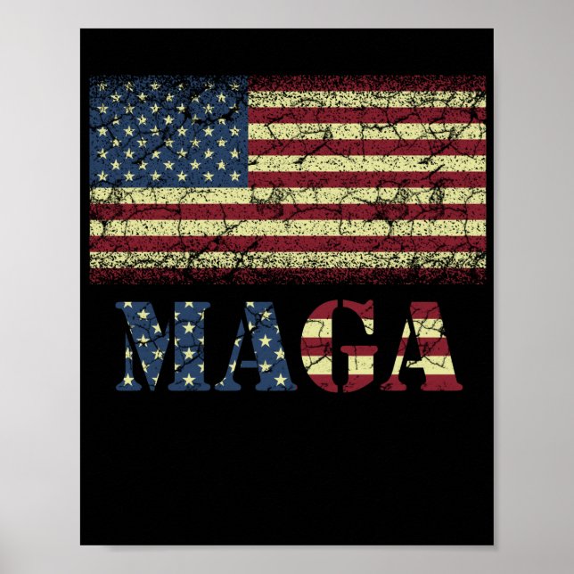 Vintage Grunge MAGA American Flag Poster (Vorne)