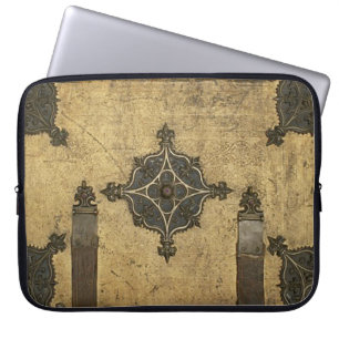 Vintage Grunge Metal auf Leder Laptopschutzhülle