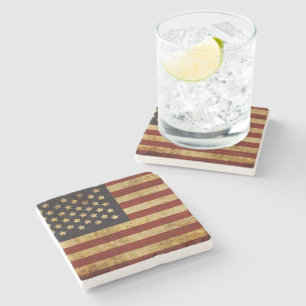 Vintage Grunge Patriotische USA Amerikanische Flag Steinuntersetzer