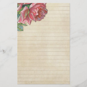 Vintage Grunge Rose mit Linien Briefpapier