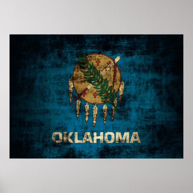 Vintage Grunge-Staatsflagge Oklahoma Poster (Vorne)