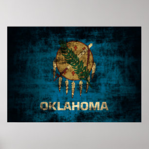 Vintage-Grunge-Staatsflagge von Oklahoma Poster