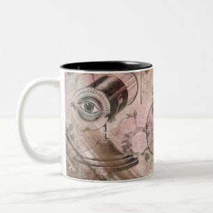 Vintage-Grunge-Steampunk-Glam-Victorian-Hut Zweifarbige Tasse